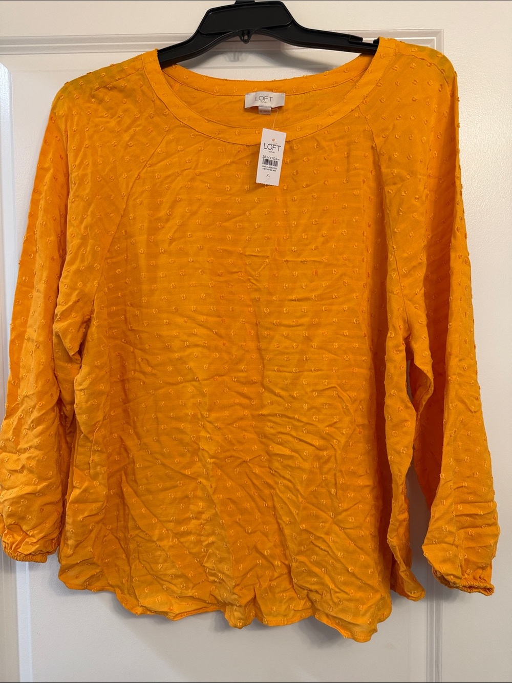 LOFT Women's Mustard Yellow Textured Long Sleeve Top